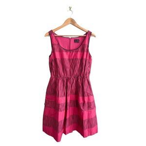 Max & Cleo Dress Pink Black Abstract Fit and Flare  Lined Pockets Women's 12